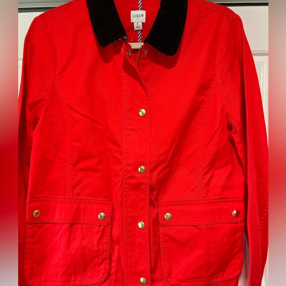 JCrew NWT Red Nautical Lightweight Jacket w/ Corduroy collar & cuffs Women S - Picture 5 of 10